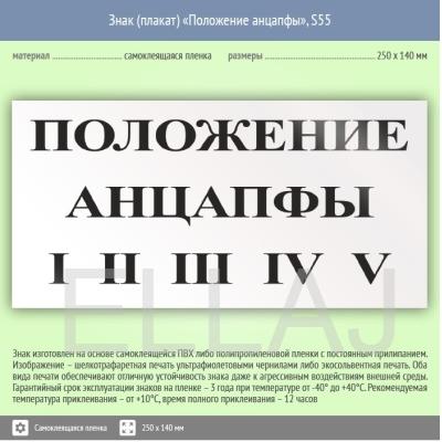 Табличка "Положение анцапфы" (пластик, 250х140 мм)