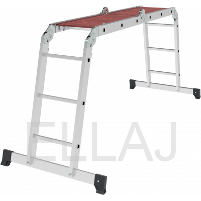 Алюминиевая четырёхсекционная шарнирная :лестница-трансформер с помостом, ширина 340 мм NV1330403