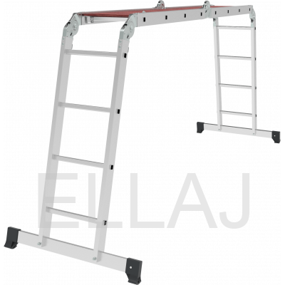 Алюминиевая четырёхсекционная шарнирная :лестница-трансформер с помостом, ширина 340 мм NV1330404